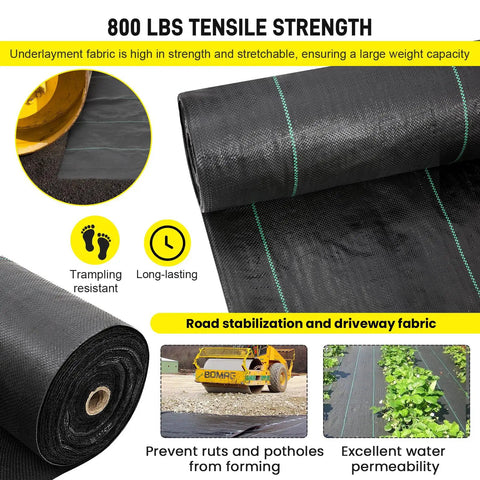 Heavy Duty 5 Oz Landscape Fabric 13x115 Ft Driveway And Weed Barrier for Erosion Control French Drain, roll on display