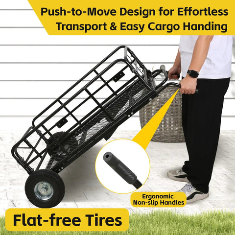 Foldable Hitch N Roll Cargo Carrier Cart with ergonomic handles and flat-free tires, solid steel frame