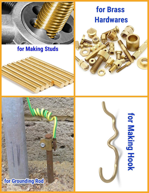 One Eighth Inch Brass Rods Pack, 12 Inch Long, 10 Pieces For Knife Making, Handles, Pins, Stock, Scale, Dowel And Rivets, Pro Grade
