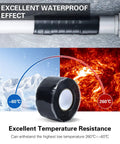 Two Rolls Self Fusing Silicone Tape 1 Inch By 10 Feet Black Weatherproof Pipe Repair Tape shown on pipe and roll form