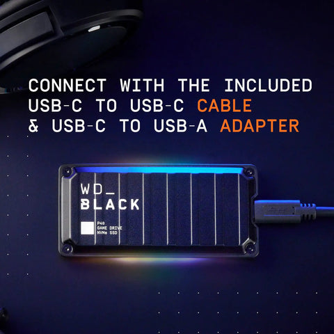 P40 Game Drive SSD 1TB Portable External Solid State Drive With Lit RGB Lighting and USB cable connection