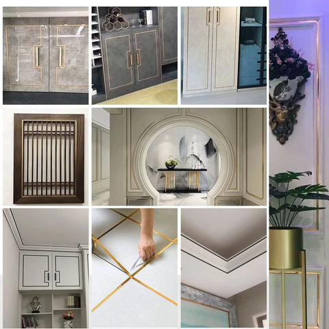 Decorative interiors with Copper Tape One Quarter Inch Double Sided Conductive Foil Tape designs on walls and frames.