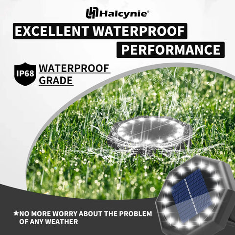6 Pack 16 LED Solar Ground Lights Ultra Bright Outdoor In-Ground Landscape Lighting IPX68 Waterproof in wet grass