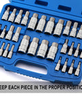33-piece Master Hex Bit Socket Set in blue case, SAE and metric sizes with CR V chrome vanadium base and S2 alloy steel bits.