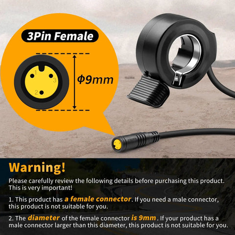Thumb Throttle For Bafang 3 Pin Female Connector With 17.7 Inch Cable For BBS01B BBS02B BBS HD Mid Drive Ebike Motors And E Bike Conversion Kits Durable And Plug N Play Easy Install Throttle Control For Smooth Power On Demand