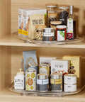Lazy Susan Organizer For Refrigerator And Kitchen Turntable 14.56 Inch By 11 Inch Condiment Storage Fridge Organization Pantry Cabinet Countertop Organizer Grab And Go Rotating Shelf Requires Over 15.5 By 12 Inch Clearance with snacks and condiments