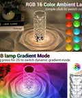 Rose Lamp With 16 Colors RGB Night Light in diamond-cut acrylic, shown with gradient mode and touch control.