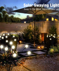 Two Pack 10 LED Solar Firefly Garden Lights Outdoor Waterproof Decorative Lamps in garden at night
