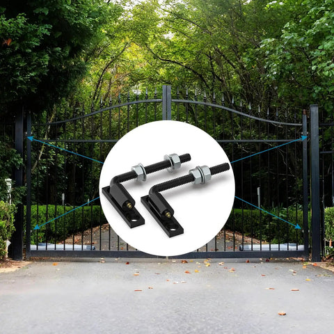 5/8 In J-Bolt Gate Hinge Set, Heavy-Duty Steel For Wooden And Iron Gates in black finish with rust-resistant features