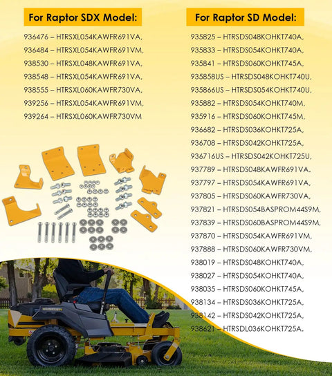 Beefed Up Hydro Transmission Brackets Kit For Raptor Zero Turn Mower Replacement Service Thick Brackets Fits 42 To 60 Inch Decks SD SDX Compatible OEM Substitutes 125255 552564 552565 552566 552567