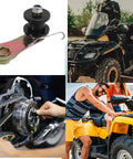 Heavy Duty Motorcycle Chain Tensioner Kit With Adjustable Roller Guide For Dirt Bikes And Road Cycles Easy Install Durable Iron Build Keeps Your Ride Sweet And Smooth No More Slack Chains Today, black iron chain guide on ATV