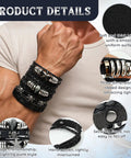 Badass Punk Leather Bracelet Set With Studded Spike Cuffs And Skull Details Kicking Up That Dope 80s Rock Vibe Premium Faux Leather Goth Accessories For Men Women on a wrist with vintage craftsmanship.