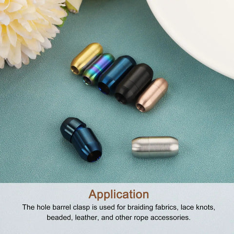 4 Pcs Black Stainless Steel Leather Cord End Clasps With 6 Millimeter Hole For Diy Jewelry Making And Bracelet Repair High Quality Swappable Closures No Fuss Setup displayed in multiple colors.