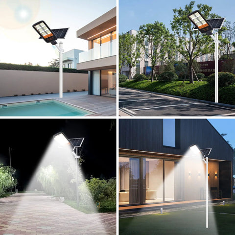 1200W Solar Street Light Outdoor Led Flood Light 30000 Lumens Beast Mode Bright Daylight With Remote Control Dusk To Dawn Security Floodlight for yard driveway and patio installation