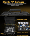 Sturdy PP suitcase for Hydraulic Pressure Test Kit With Five Gauges 150 1500 3500 6000 9000 Psi 14 Tee Connectors.
