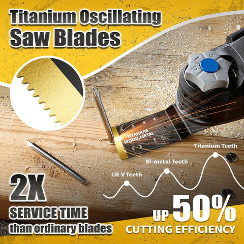 Hiinny titanium oscillating saw blade set, 20 pieces: 1 titanium blade and 19 wood blades for wood/plastic/metal