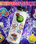 50 Pcs Science Stickers Pack Multicolor Vinyl Decals for Physics Chemistry Biology Experiments Perfect for Laptops Water Bottles Luggage