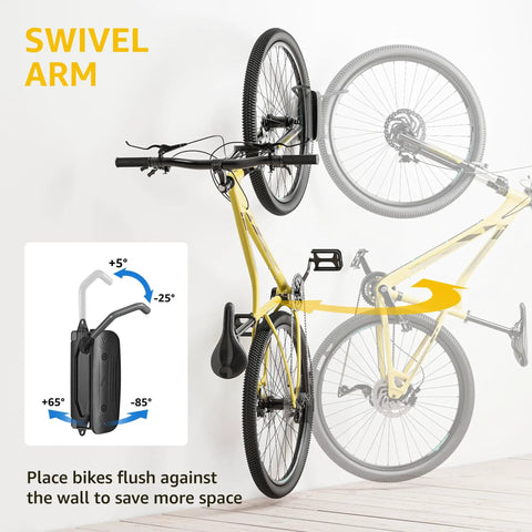 Swivel Bike Wall Mount 4 Pack Space Saving Vertical Bike Rack For Garage And Apartment Holds Up To 66 Lbs Each Easy Install