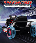 Rear view of 24V Ride On Drift Kart With Dual 150W Motors, 10Ah Battery, EVA Tires, Beast Mode, in a racing setting.