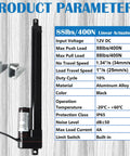 8 Inch Stroke Electric Linear Actuator 12V DC High Speed 1.34 Inches Per Second 400N 88 Lbs Heavy Duty With Mounting Brackets