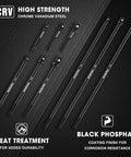 9 Piece Socket Adapter Extension Set with Quarter Inch Hex Shank for Quarter, Three Eighths, and Half Inch Drive Sockets