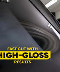 Ultra Pro Speed Compound M11032 Heavy Duty Compound For Pro Scratch Removal Oxidation Removal Heavy Swirl Mark Removal And Car Polish For DA Polisher Use 32 Oz showing fast cut with high-gloss results on a car surface