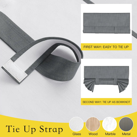 Tie-up strap for 100 Percent Blackout French Door Curtains For Privacy In Living Room And Bedroom, Light Gray 26 By 72 Inch One Panel
