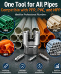 3 Piece PVC Pipe Threader Tool Kit For 1 2 3 4 And 1 Inch Plastic Pipes Heavy Duty Alloy Construction with interchangeable dies.