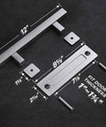 12 Inch Stainless Steel Sliding Barn Door Pull Handle With Flush Hardware Set Double Sided Brushed Finish Anti Rust Corrosion Resistant Easy Install Square Design 2 Pack For Interior Doors And Closets, showing dimensions and components