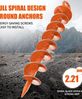 Beefy Heavy Duty Ground Anchor Screws In 4 Pack With Nuts And Tool Spiral Trampoline Anchors for Windy Sheds, orange blade