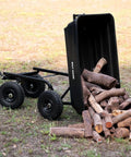 Heavy Duty Garden Dump Cart With 600 Lb Capacity And Flat Free Tires Quick Release Dump Wagon tipping firewood pile outdoors