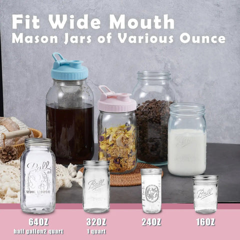 Wide Mouth Mason Jar Pour Spout Lids Flip Cap Set Sip Ready Airtight Leak Proof Top Lids For Drinking Dressing Salads Fits Ball And Most Wide Mouth Jars Colorful Pack Of 4 on wide mouth mason jars, 8.7 cm lids