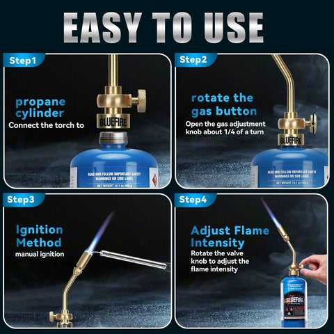 Four-step guide on using Solid Brass Pencil Flame Gas Welding Torch Head Nozzle, Beefed Up Full Metal Version For Precise Soldering And Heatwork.