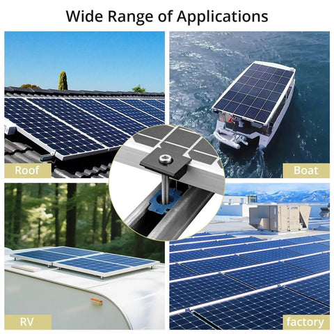 20 Piece Solar Panel Mid Clamps For Unistrut Aluminum 30Mm 35Mm Brackets Mounting Kit For Metal Roof Tin Roof Flat Roof RV Black