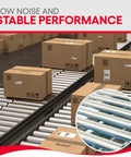2 Pack Galvanized Steel Conveyor Rollers With Brackets, 22 Inch Roller Set in action with boxes on a conveyor system