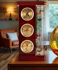 Dope Analog Weather Station With Galileo Thermometer Barometer Hygrometer And Quartz Clock For Indoor Outdoor Use on table