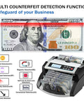 DOMENS Ultraviolet And Magnetic Money Counter Machine For Us Dollars Features Multi Anti-Counterfeit Detection Systems Including Uv Mg Mt Ir And Dd Technologies With Lcd Display Add Value Batch Modes For Accurate Cash Counting Black Grey with $100 bill