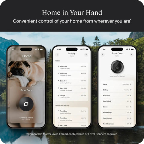 Smartphone interface showcasing Rock Solid Smart Deadbolt With A Fully Hidden Build Flaunting A Sleek Matte Black Finish.