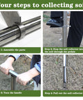 Four steps using 36 Inch Stainless Steel Soil Sampler Probe With T Handle And Foot Pedal Dual Sample Bags for soil collection