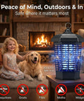 Indoor Outdoor Mosquito Zapper With 368nm Purple Light And 4200V High Voltage Electric Fly Trap in living room setting