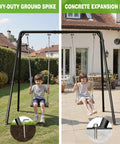 Beefed-Up Heavy Duty Porch Swing Stand With Adjustable Height, Powder Coated A-Frame Steel, Supports Up To 440 Lbs in use outdoors