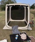 Pop Up Screen House Tent With Mosquito Net No Fuss Setup Portable Screen Room Gazebo For Patio Backyard Garden And Outdoor Events Foldable 6x6 Feet Canopy Shelter For Camping Picnics And Fun, shown in a garden with a bicycle and table.