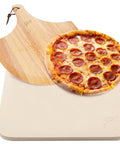 Rectangular Pizza Stone For Oven And Grill With Free Wooden Peel, Extra Large 15 By 12 Inch Cordierite Stone For Crispy Pizza