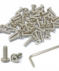Heavy Duty Stainless Steel 1/4-20 X 3/4 Inch Hex Socket Flat Head Cap Screws For Furniture, 50 Piece Set with Hex Key
