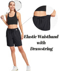Woman wearing Women's Hiking Shorts With 8 Inch Inseam, Lightweight Quick Dry Fabric, Built In Pockets, Ideal For Running And Golf