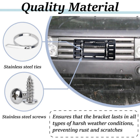 No Drill Front License Plate Bracket Mount For Bumpers And Grilles With Stainless Steel Tie Kit And Cable Ties on SUV grille