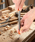 Using a tool from the 4 Piece Dual Head Nail Setter And Center Punch Kit With Hammerless Cold Chisel And Hinge Pin Removal on wood