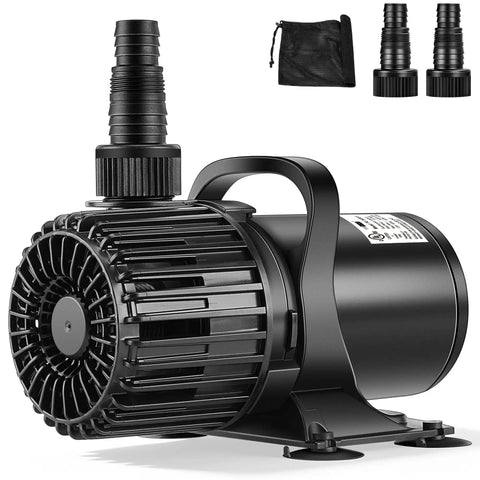 Powerful Submersible Water Pump 100W 1600 GPH For Koi Ponds with nozzles and carry bag, front view