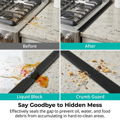25 Inch Silicone Gap Filler For Stove And Counter High Heat Resistant Kitchen Gap Cover Matte Black Dishwasher Safe Easy Clean No Mess Between Stove And Counter sealing gaps and blocking spills and crumbs