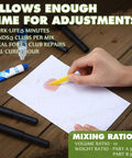 Carbon Fiber Golf Club Extension Rods Kit with adhesive application on paper, spiral shafts and mixing instructions visible.